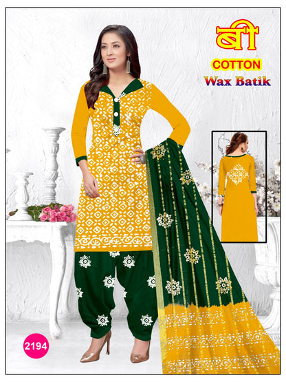 B Cotton Balajit Wax Batik Salwar Suits Manufacturer Gujarat