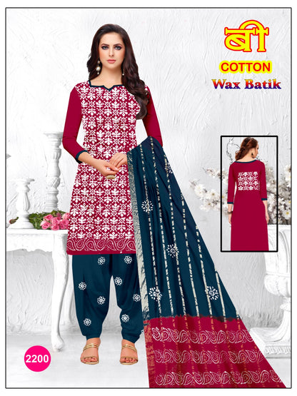 B Cotton Balajit Wax Batik Salwar Suits Manufacturer Gujarat