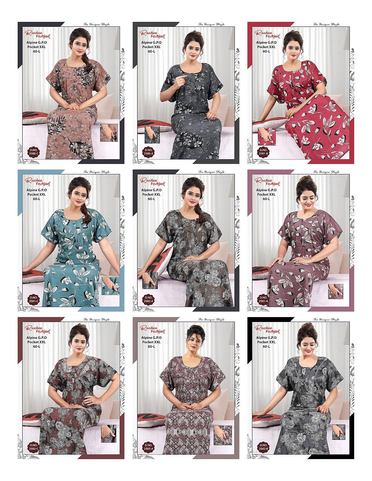 Length 60 Alpine Ruchee Fashion Night Gowns Manufacturer Gujarat