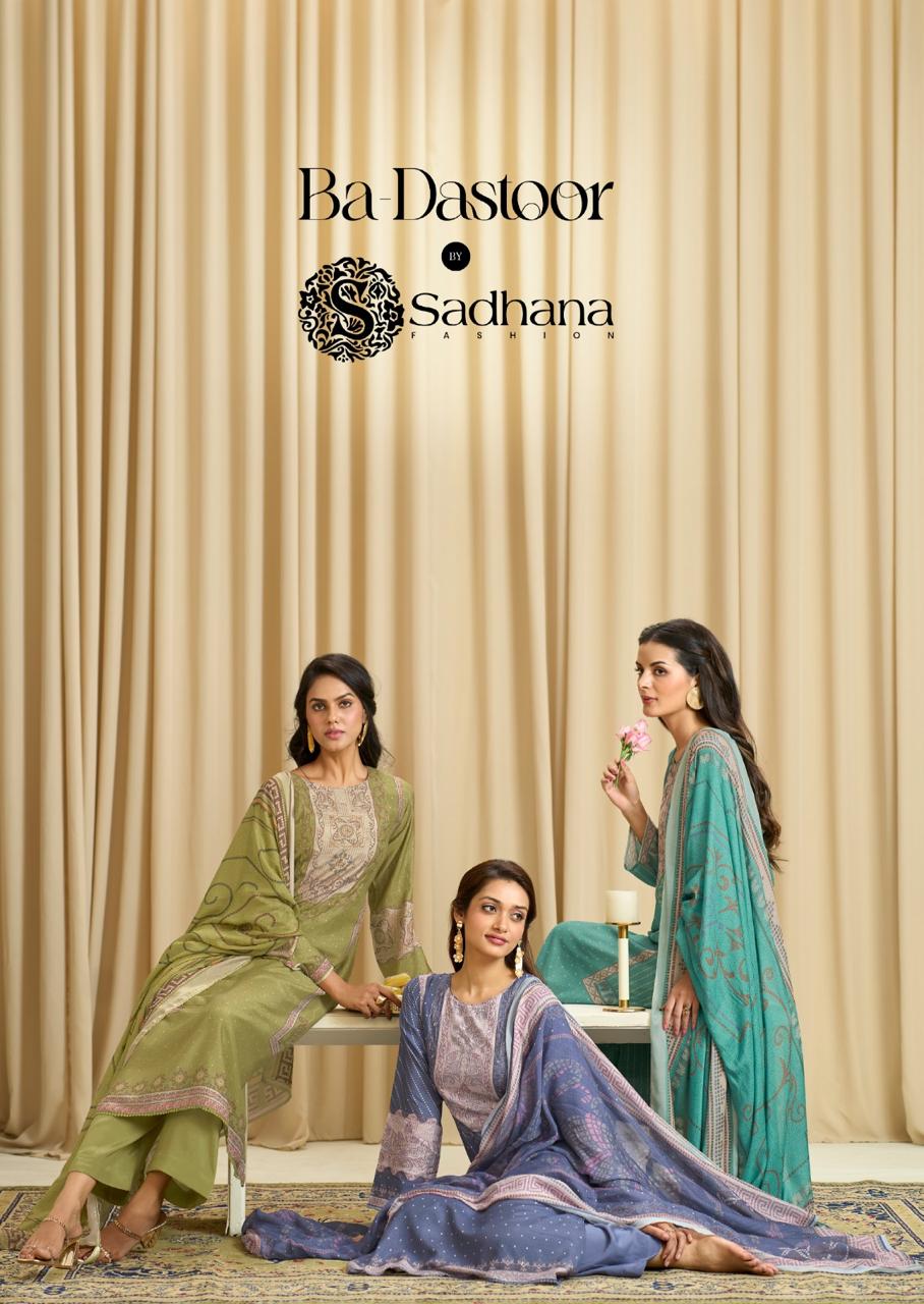 Ba Dastoor Sadhana Pure Muslin Pant Style Suits Supplier Ahmedabad