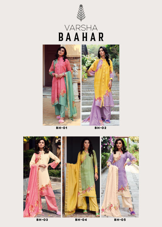 Baahar Varsha Fashions Viscose Organza Pant Style Suits