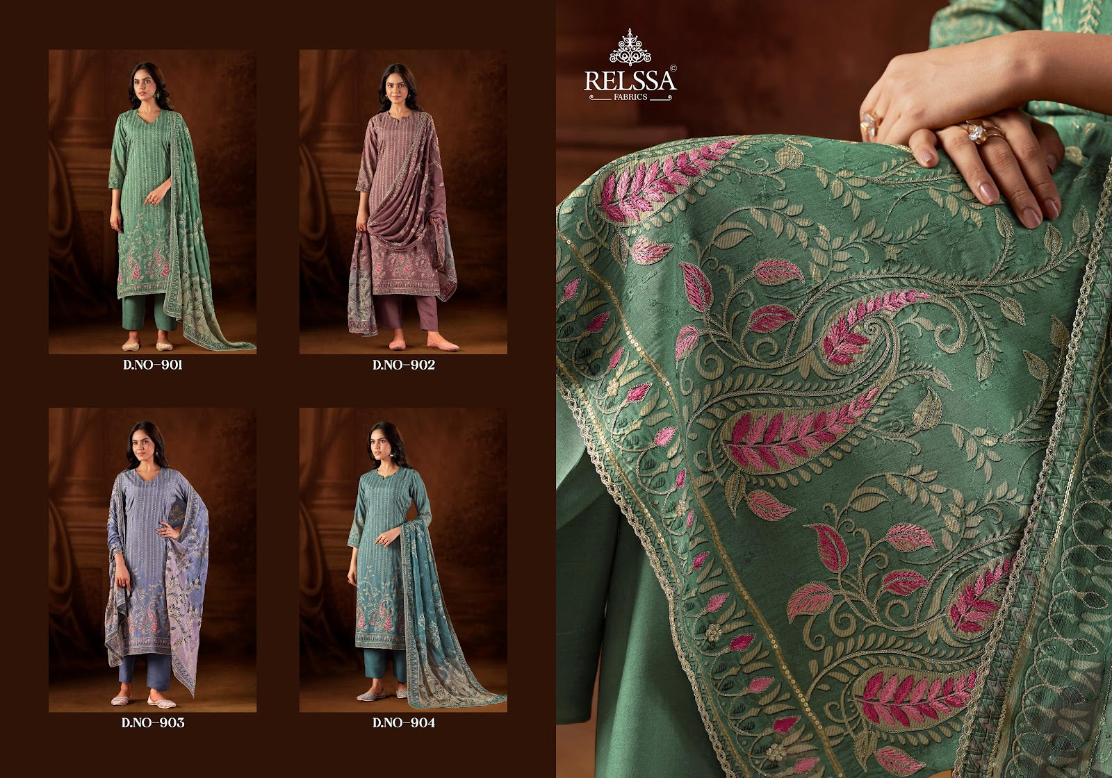 Baani 9 Relssa Fabrics Pure Muslin Pant Style Suits Wholesale Price