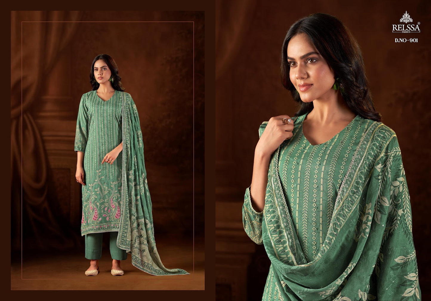 Baani 9 Relssa Fabrics Pure Muslin Pant Style Suits Wholesale Price