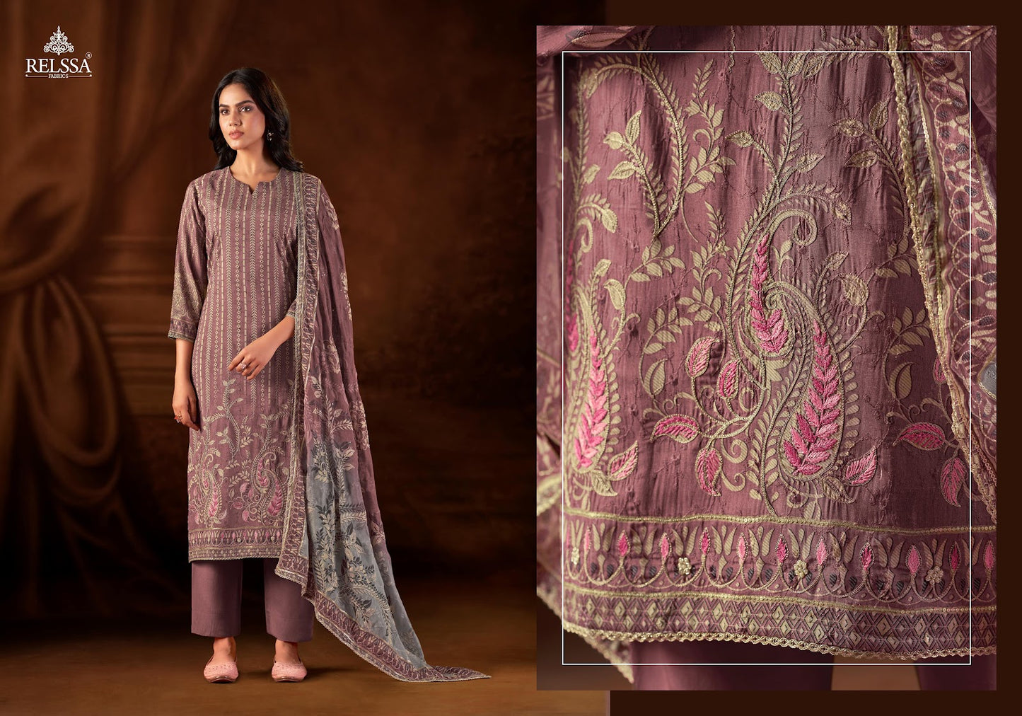 Baani 9 Relssa Fabrics Pure Muslin Pant Style Suits Wholesale Price