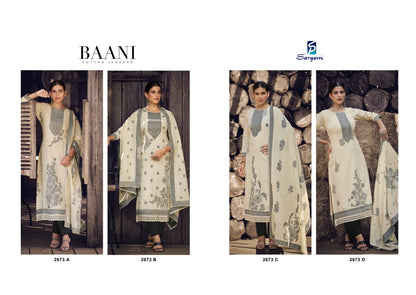 Baani Sargam Prints Cotton Jacquard Pant Style Suits Wholesaler Ahmedabad