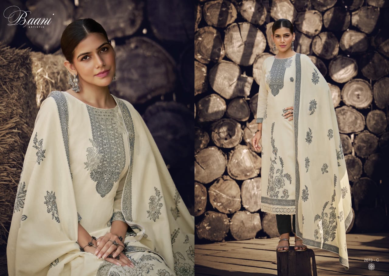 Baani Sargam Prints Cotton Jacquard Pant Style Suits Wholesaler Ahmedabad