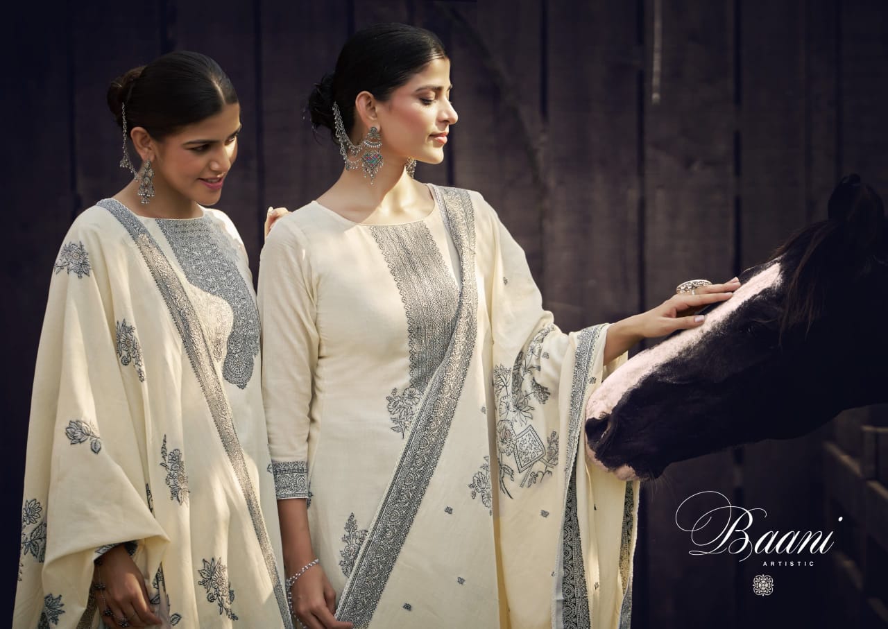 Baani Sargam Prints Cotton Jacquard Pant Style Suits Wholesaler Ahmedabad