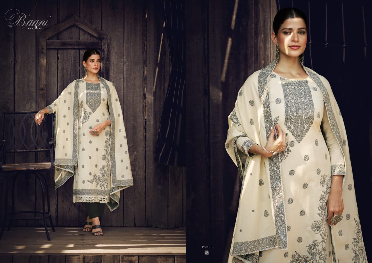 Baani Sargam Prints Cotton Jacquard Pant Style Suits Wholesaler Ahmedabad