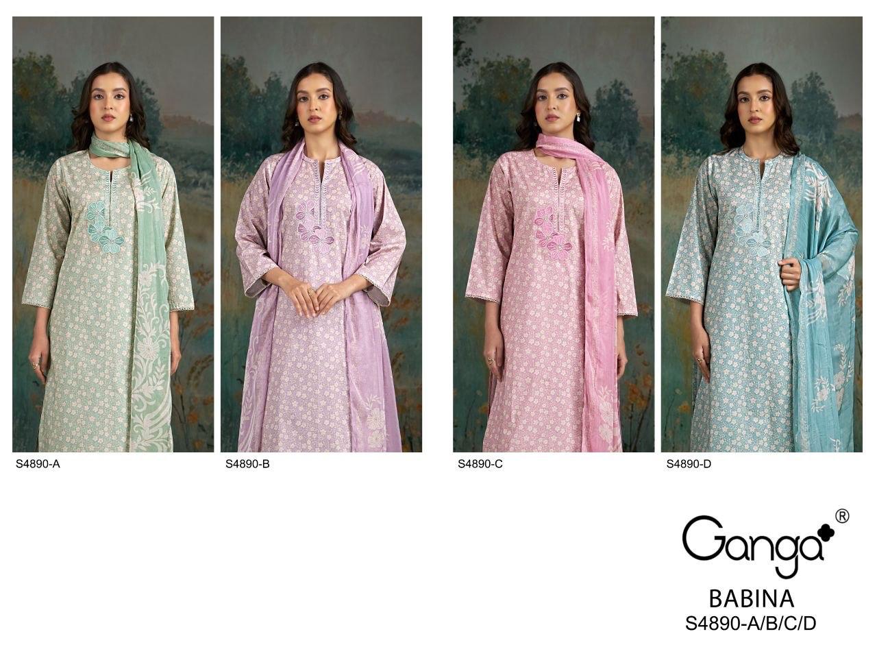 Babina S4890 Ganga Cotton Plazzo Style Suits Exporter Ahmedabad