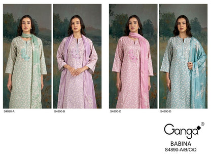 Babina S4890 Ganga Cotton Plazzo Style Suits Exporter Ahmedabad