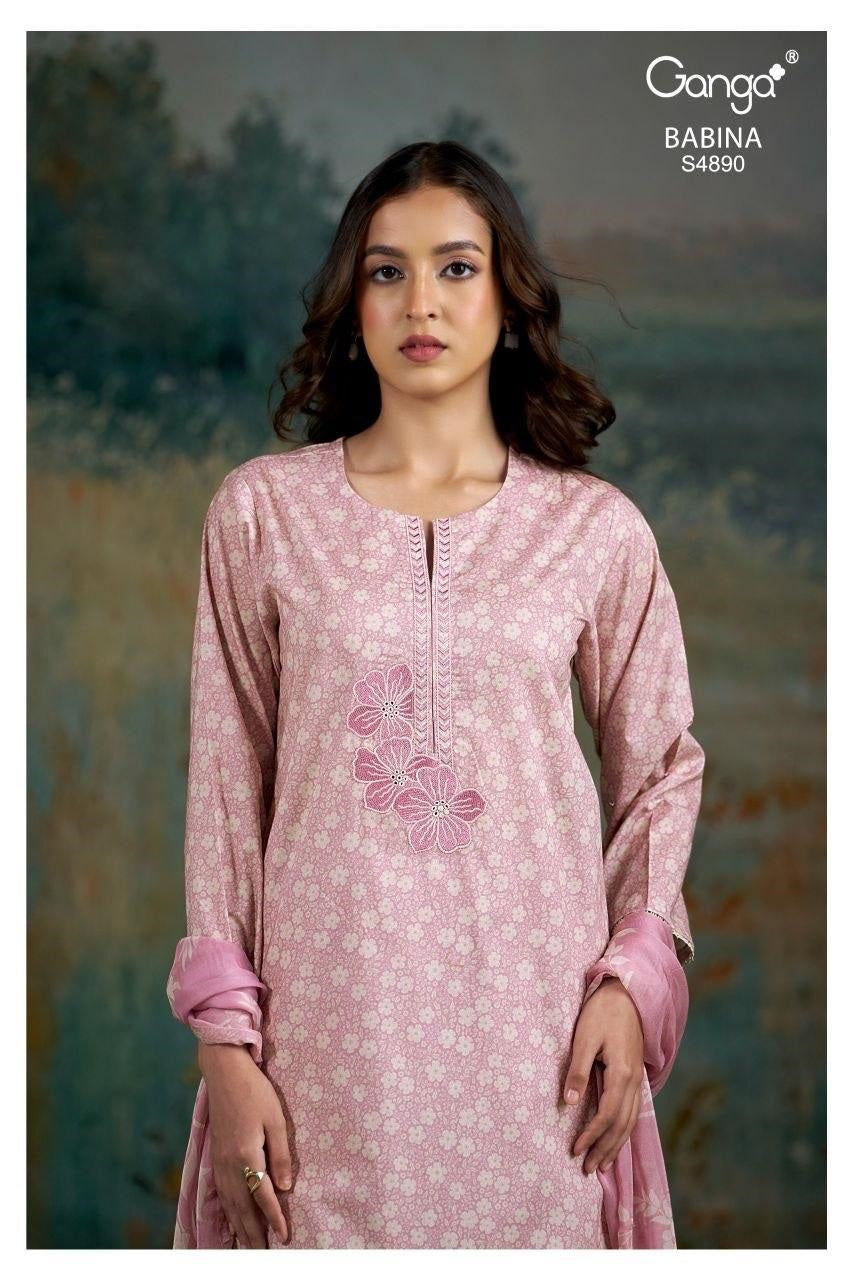 Babina S4890 Ganga Cotton Plazzo Style Suits Exporter Ahmedabad