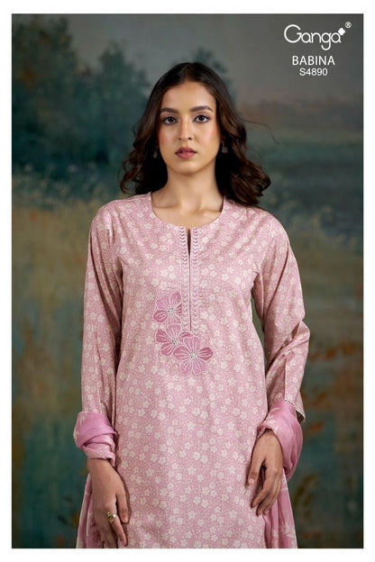 Babina S4890 Ganga Cotton Plazzo Style Suits Exporter Ahmedabad