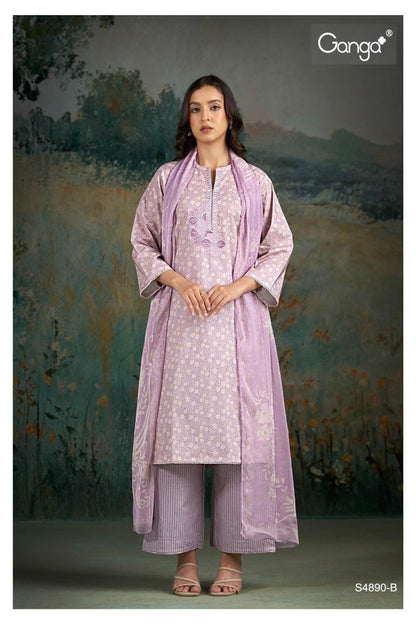 Babina S4890 Ganga Cotton Plazzo Style Suits Exporter Ahmedabad