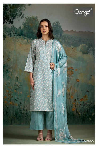 Babina S4890 Ganga Cotton Plazzo Style Suits Exporter Ahmedabad