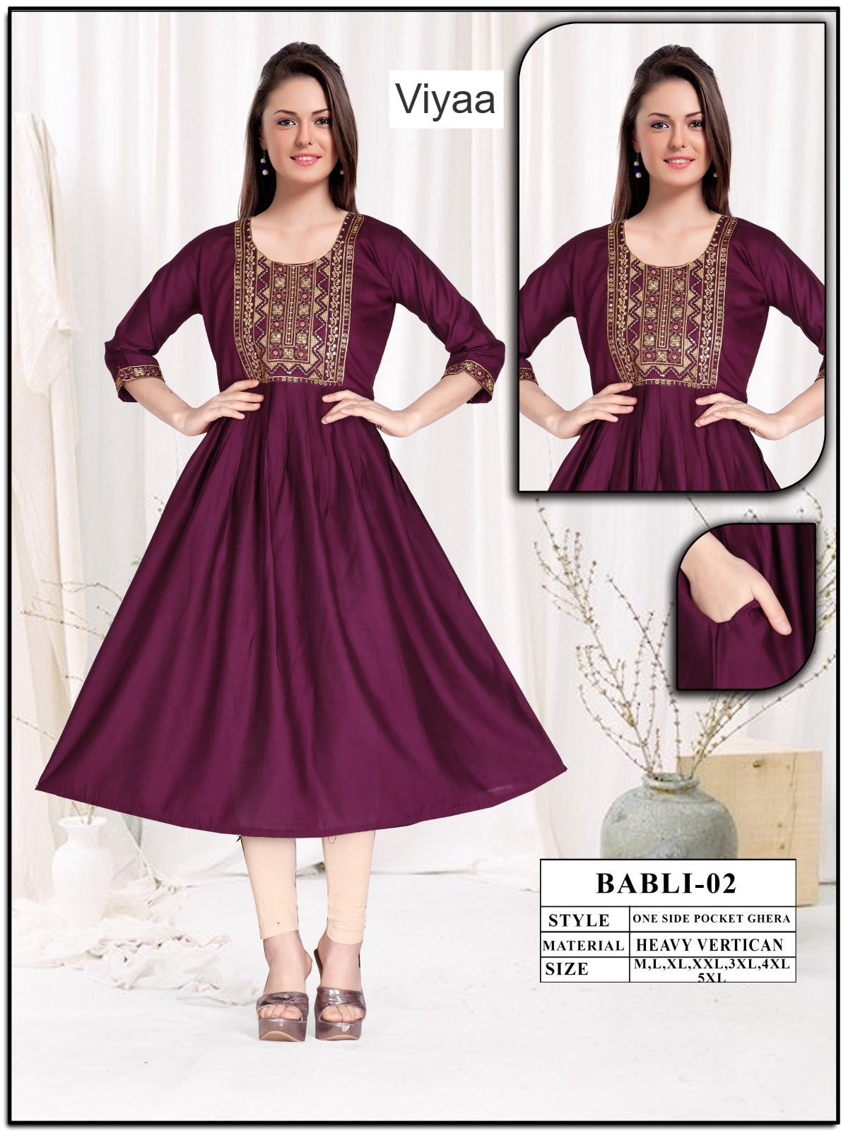 Babli Viyaa Vertican Anarkali Kurtis Manufacturer India