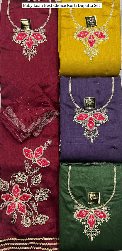 Baby Loan Best Choice Vichitra Kurti Dupatta Set Supplier India