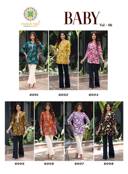 Baby Vol 6 Passion Tree Heavy Reyon Short Kurtis Manufacturer India