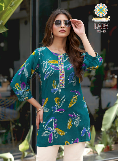Baby Vol 6 Passion Tree Heavy Reyon Short Kurtis Manufacturer India