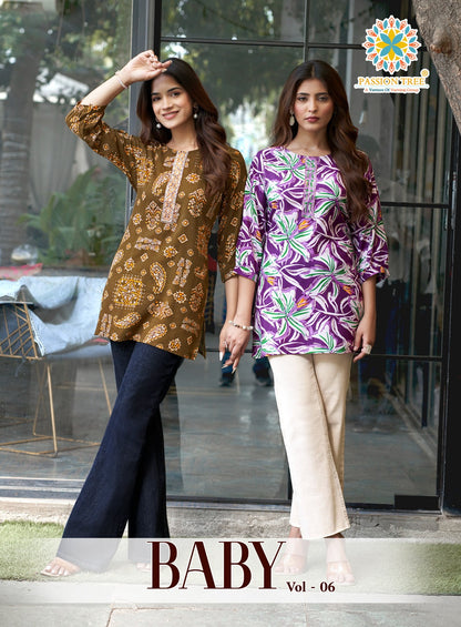 Baby Vol 6 Passion Tree Heavy Reyon Short Kurtis Manufacturer India