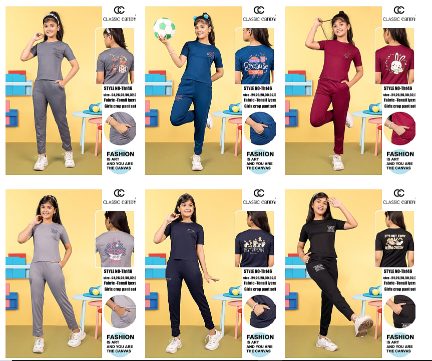 Back Print Th 146 Classic Candy Tencil Lycra Girls Co Ord Set Manufacturer