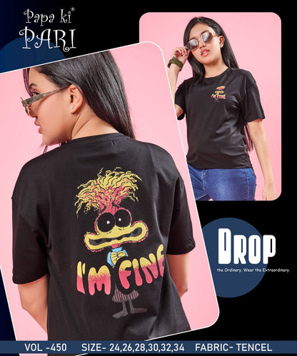 Back Print Vol 450 Papa Ki Pari Lycra Tencil Girls Top Exporter India