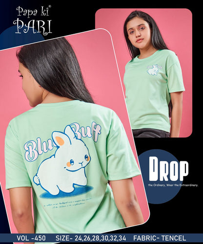 Back Print Vol 450 Papa Ki Pari Lycra Tencil Girls Top Exporter India