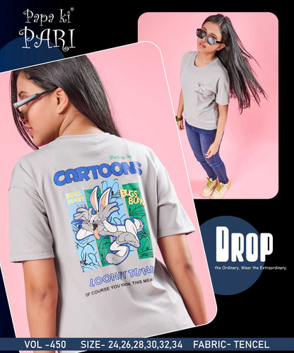 Back Print Vol 450 Papa Ki Pari Lycra Tencil Girls Top Exporter India