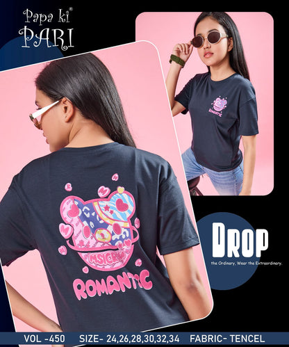 Back Print Vol 450 Papa Ki Pari Lycra Tencil Girls Top Exporter India