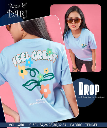 Back Print Vol 450 Papa Ki Pari Lycra Tencil Girls Top Exporter India