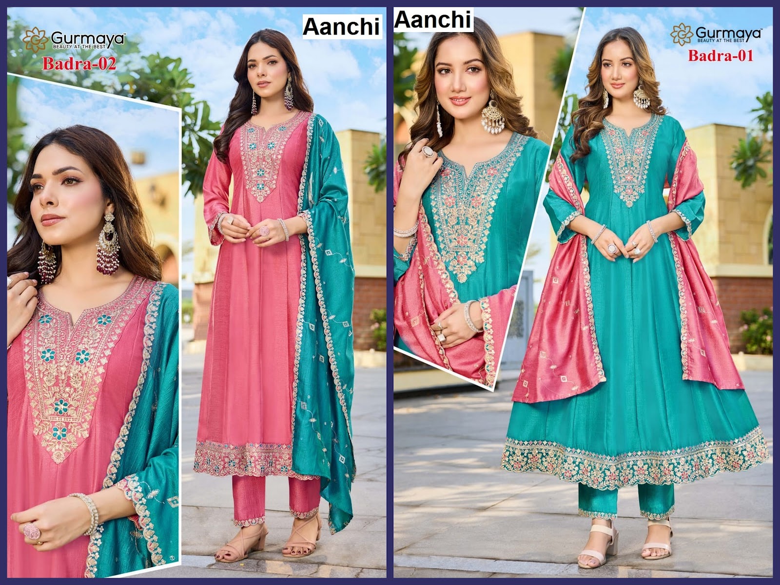 Badra Gurmaya Aanchi Vichitra Silk Readymade Anarkali Suits Supplier