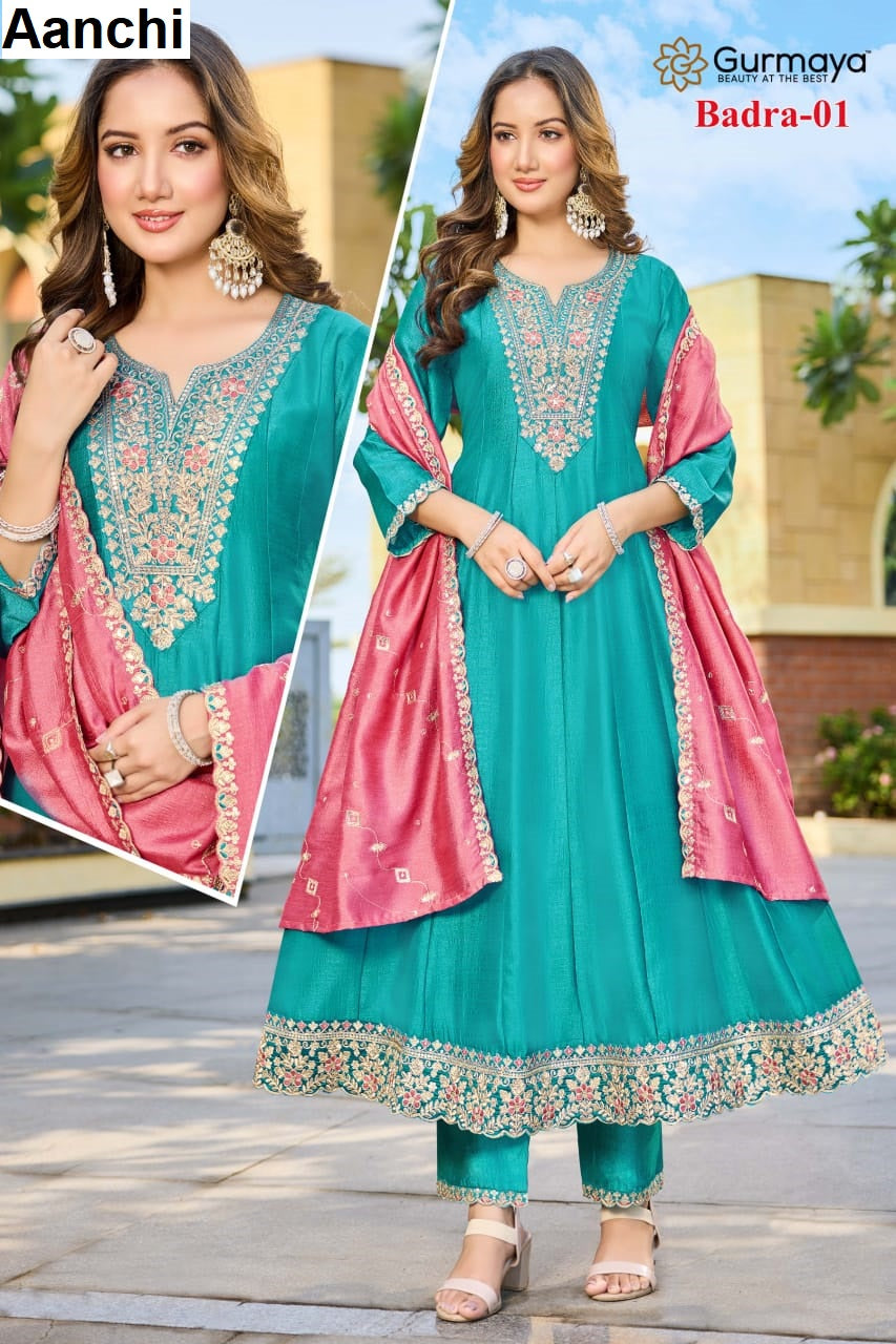 Badra Gurmaya Aanchi Vichitra Silk Readymade Anarkali Suits Supplier