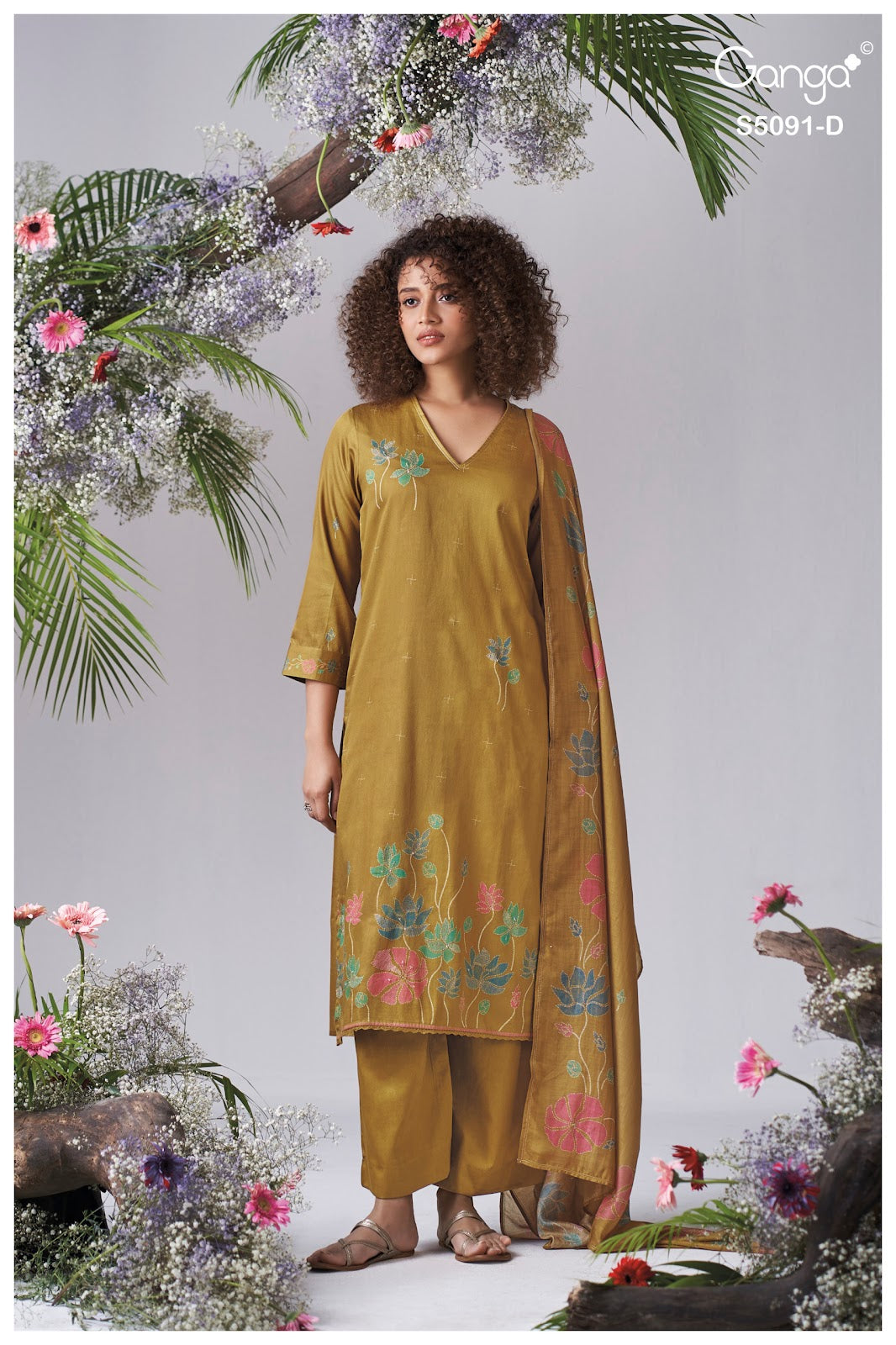 Baerin S5091 Ganga Cotton Satin Plazzo Style Suits Manufacturer India