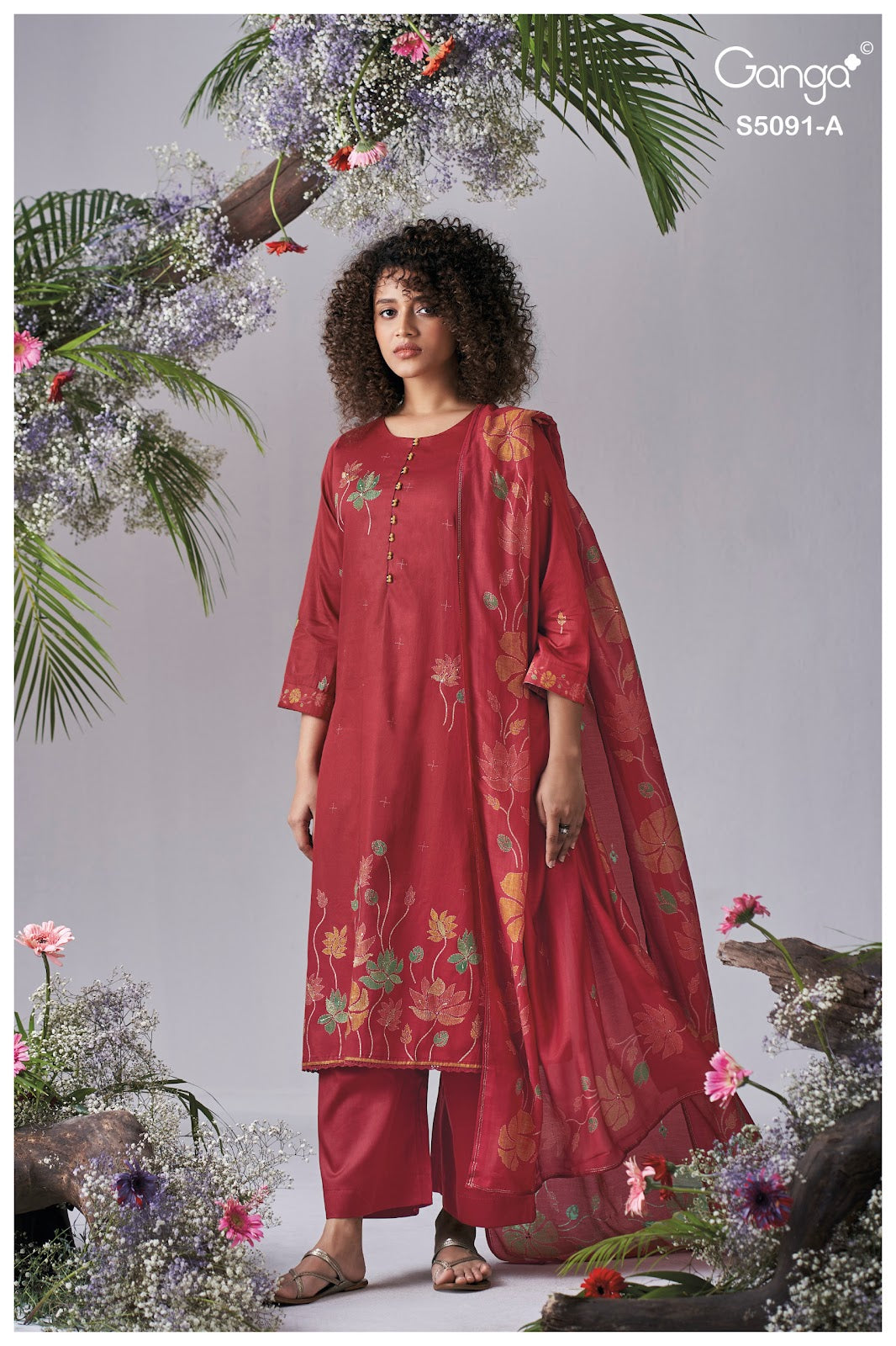 Baerin S5091 Ganga Cotton Satin Plazzo Style Suits Manufacturer India