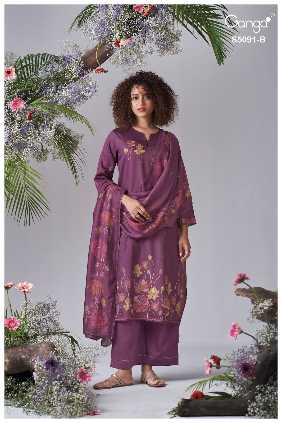 Baerin S5091 Ganga Cotton Satin Plazzo Style Suits Manufacturer India