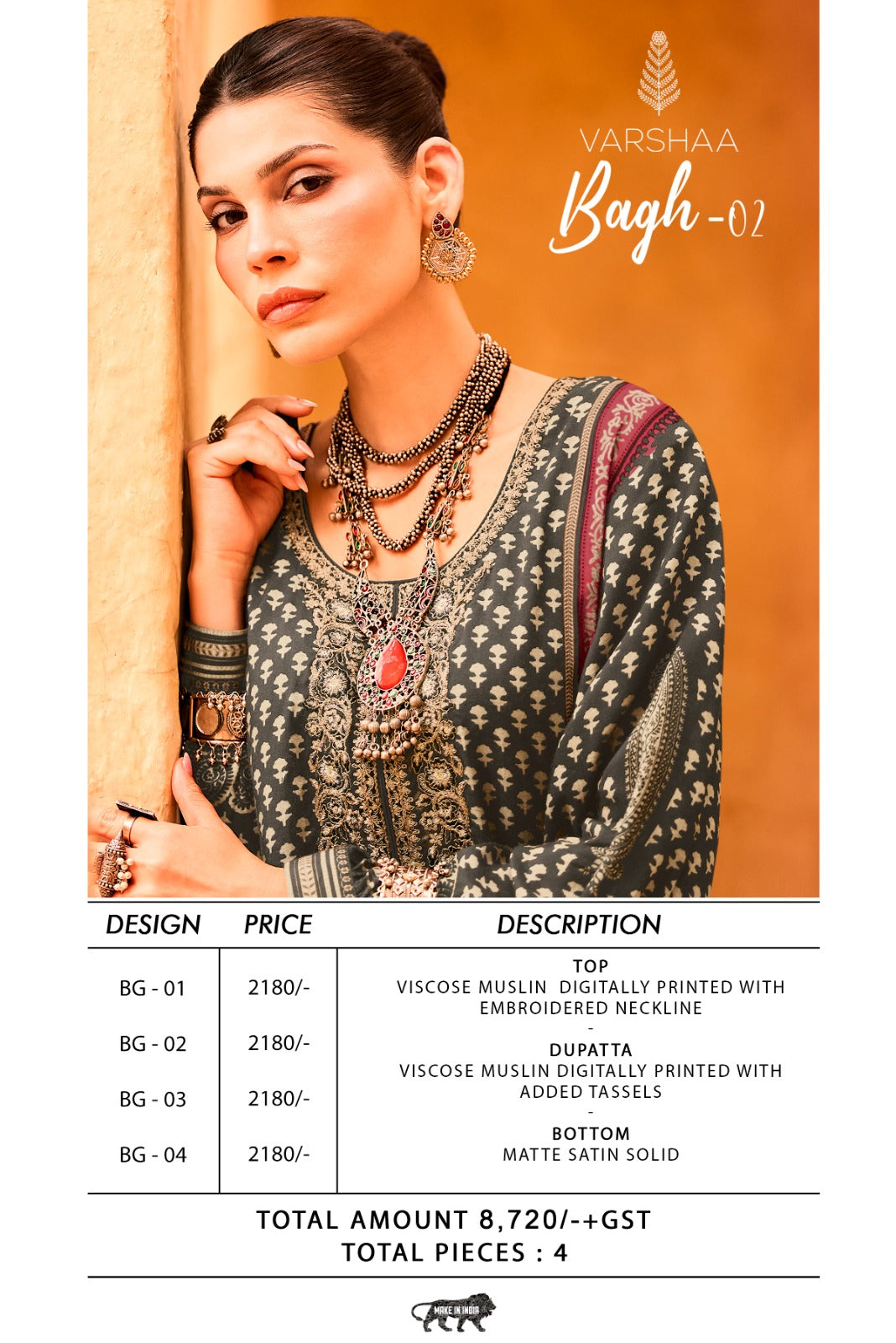 Bagh 2 Varshaa Viscose Muslin Pant Style Suits Wholesaler India