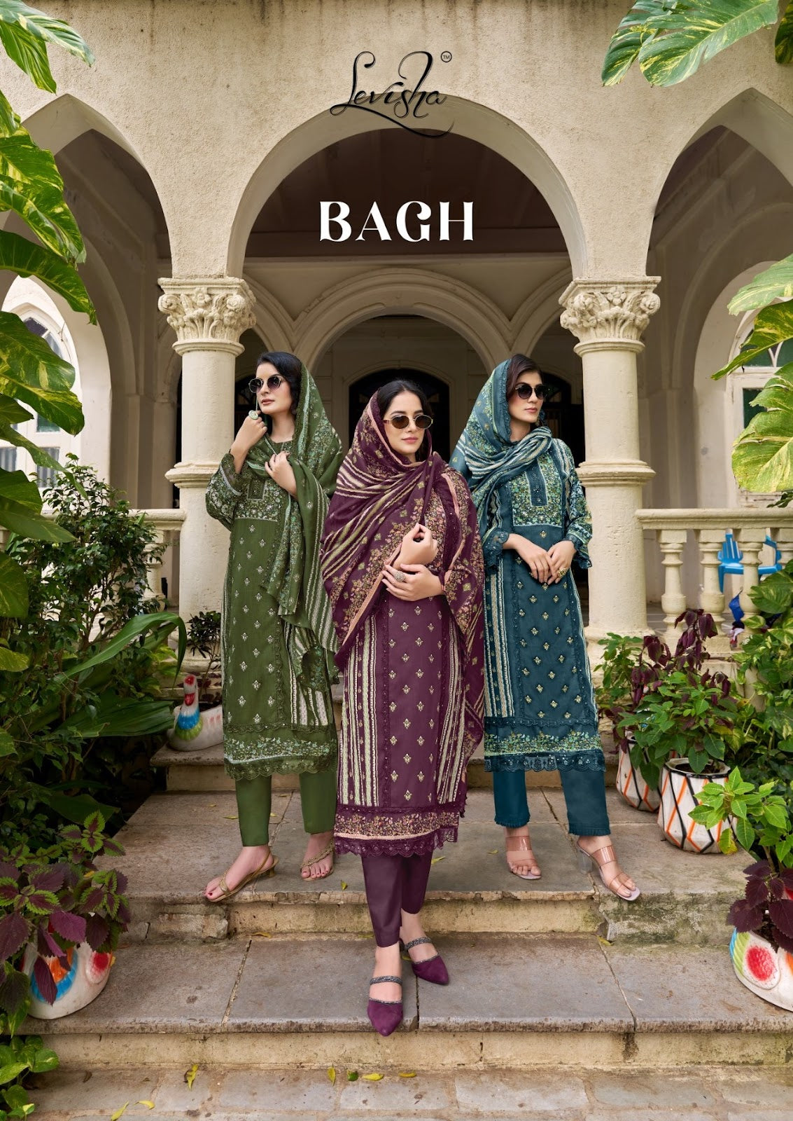 Bagh Levisha Reyon Karachi Salwar Suits Manufacturer Gujarat