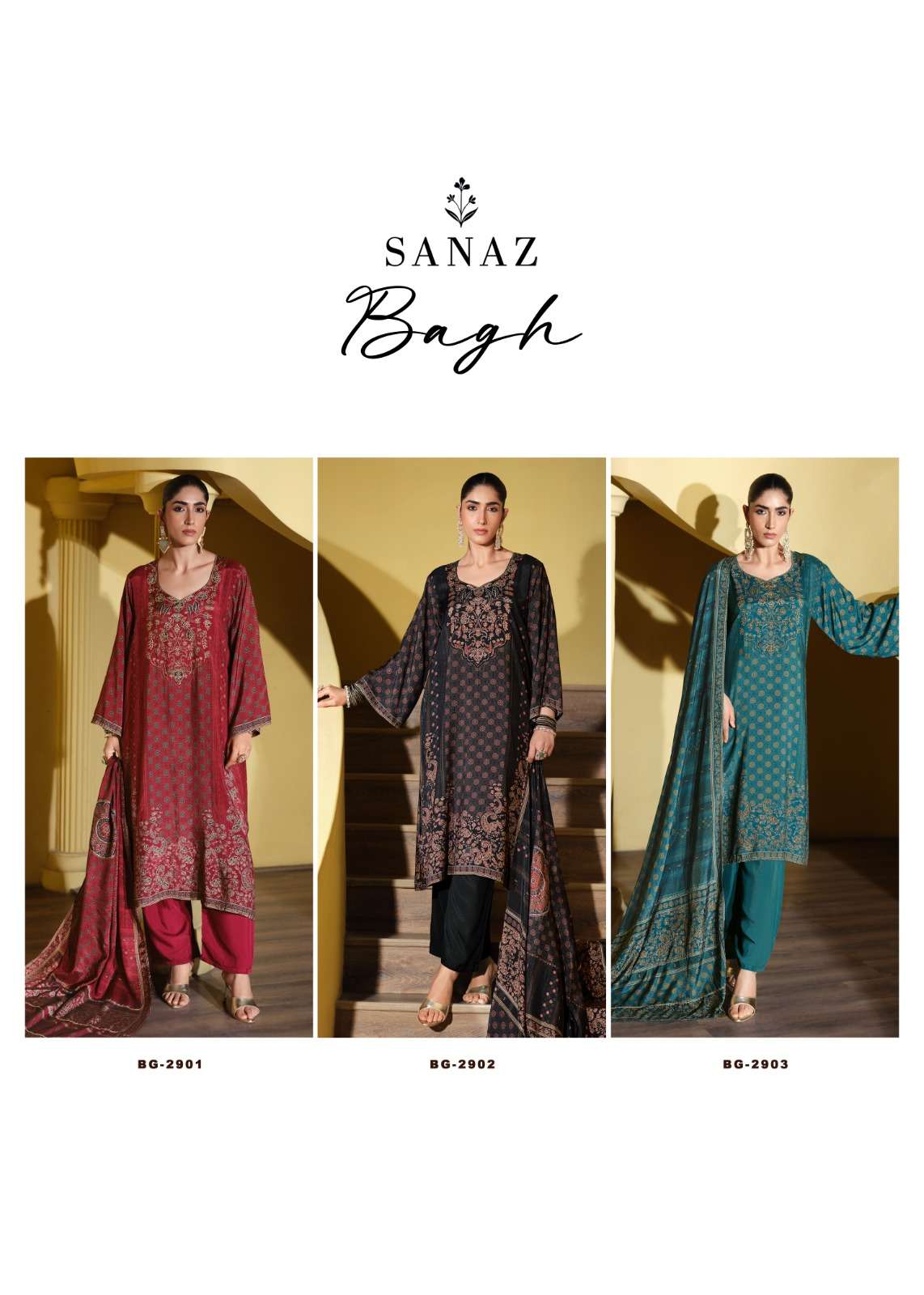 Bagh Sanaz Viscose Muslin Pant Style Suits Wholesale Rate