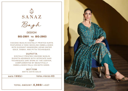 Bagh Sanaz Viscose Muslin Pant Style Suits Wholesale Rate
