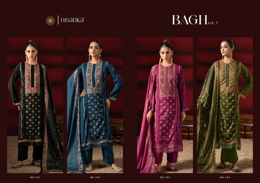 Bagh Vol 7 Nisanka Viscose Reyon Karachi Salwar Suits Manufacturer Gujarat