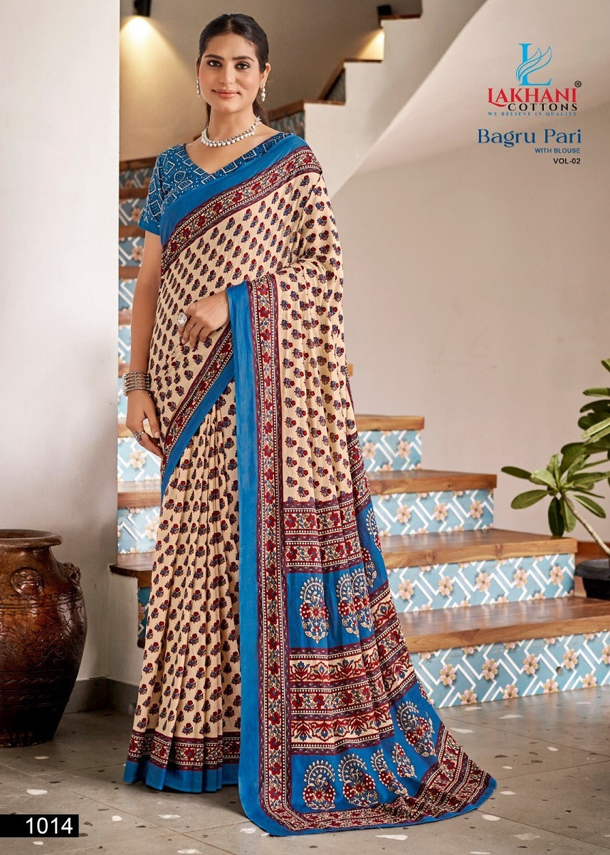 Bagru Pari Vol 2 Lakhani Cotton Sarees Supplier Ahmedabad