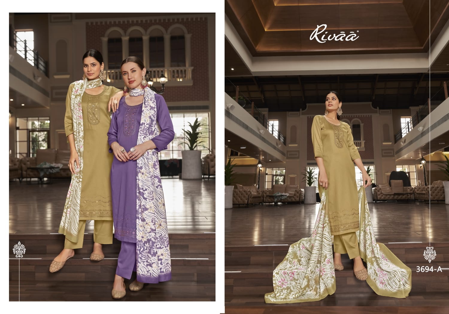 Bahaar 2 Rivaa Jam Satin Pant Style Suits Manufacturer Ahmedabad