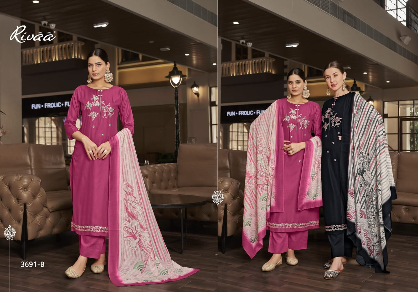 Bahaar 2 Rivaa Jam Satin Pant Style Suits Manufacturer Ahmedabad