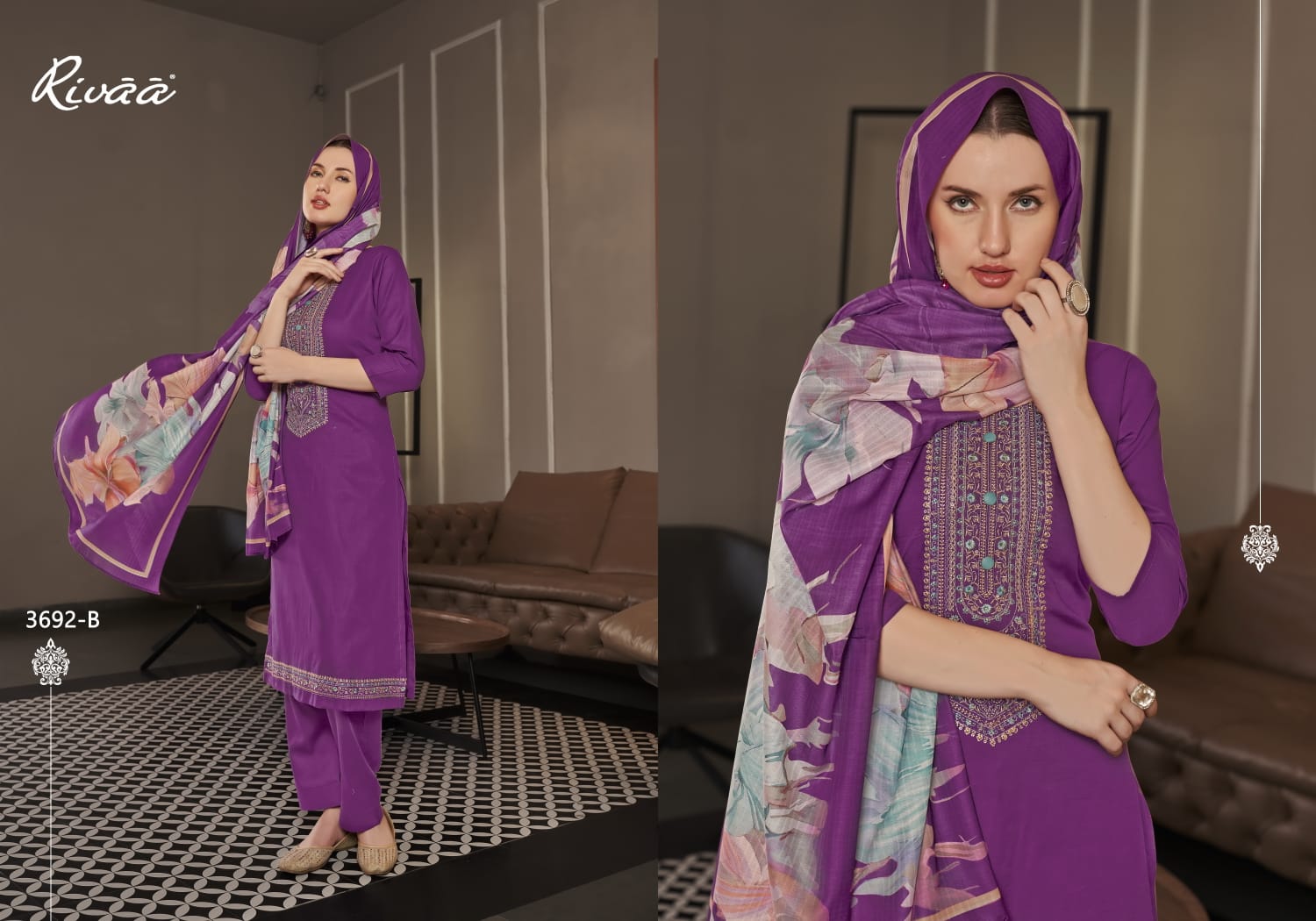 Bahaar 2 Rivaa Jam Satin Pant Style Suits Manufacturer Ahmedabad