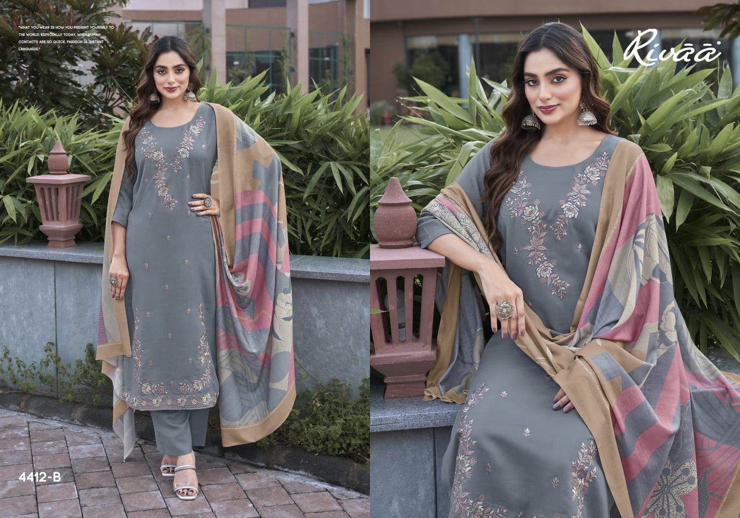 Bahaar 4 Rivaa Pashmina Suits Exporter