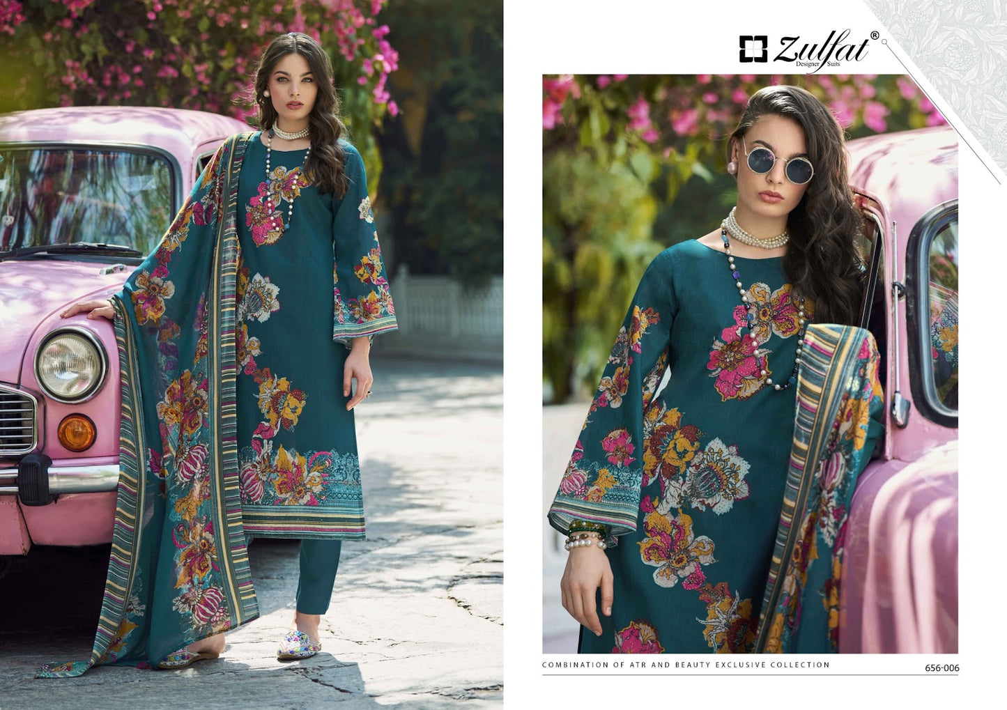 Bahaar Zulfat Designer Pure Cotton Karachi Salwar Suits Exporter