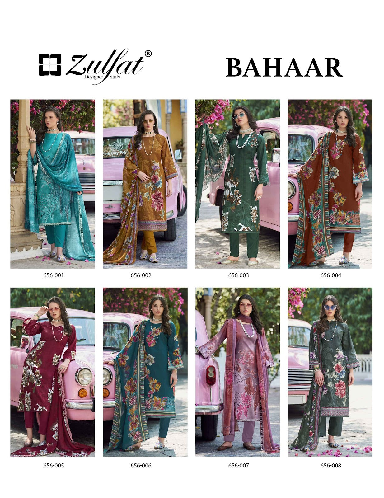 Bahaar Zulfat Designer Pure Cotton Karachi Salwar Suits Exporter