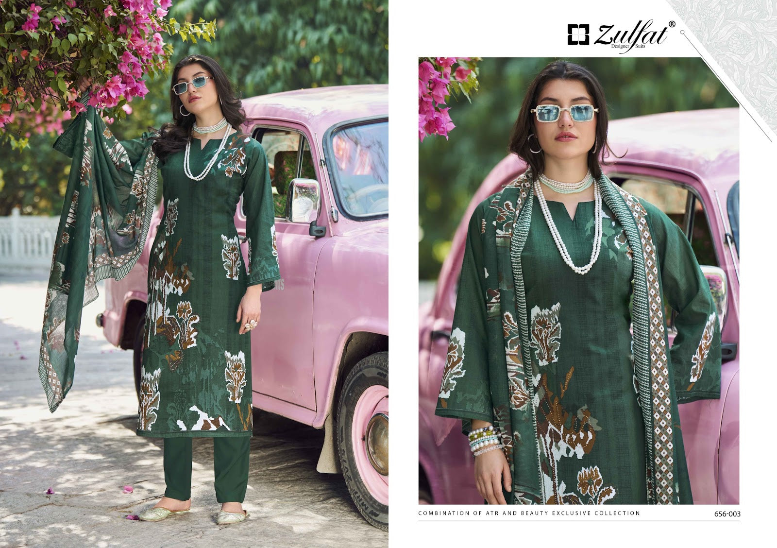 Bahaar Zulfat Designer Pure Cotton Karachi Salwar Suits Exporter