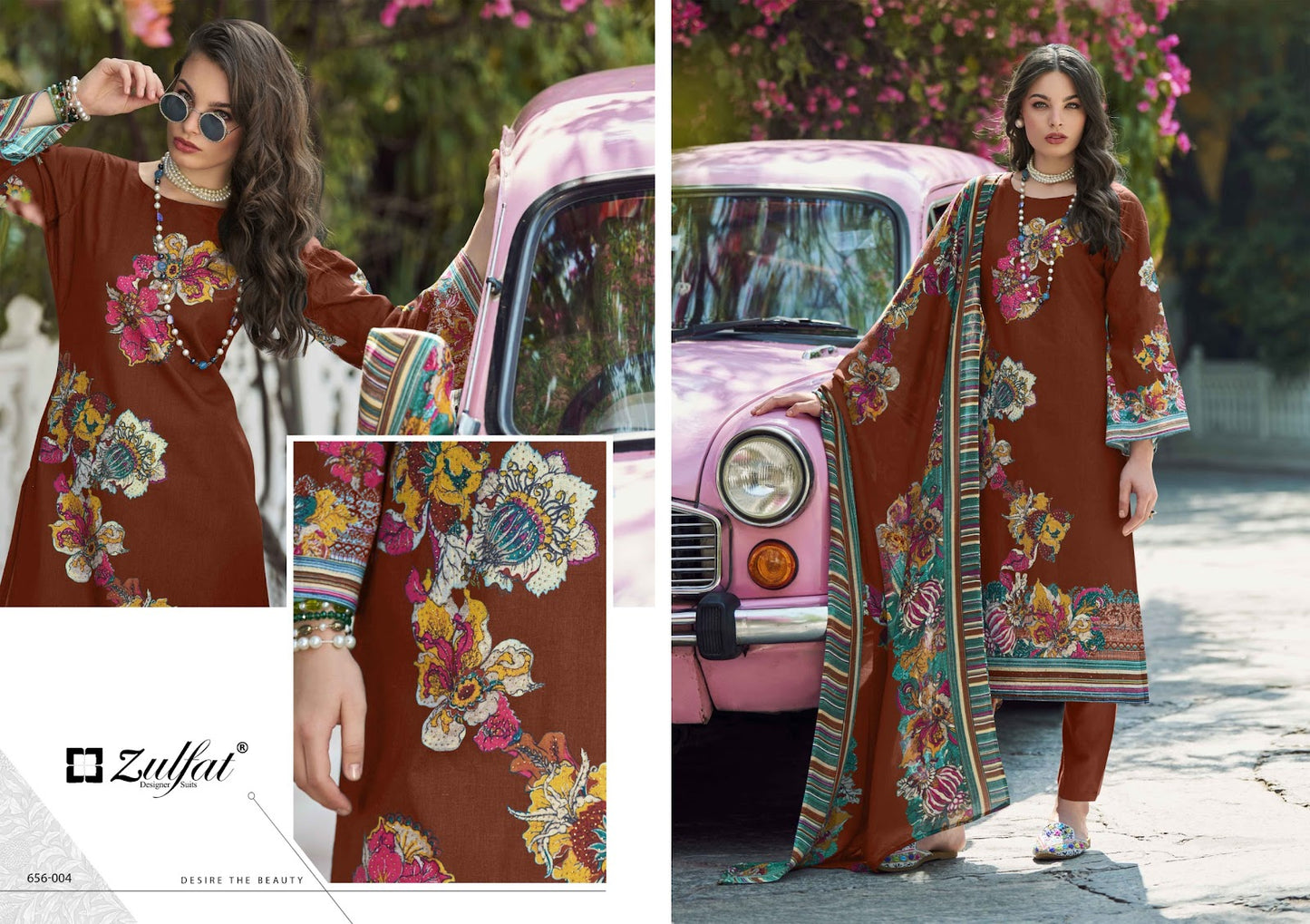 Bahaar Zulfat Designer Pure Cotton Karachi Salwar Suits Exporter