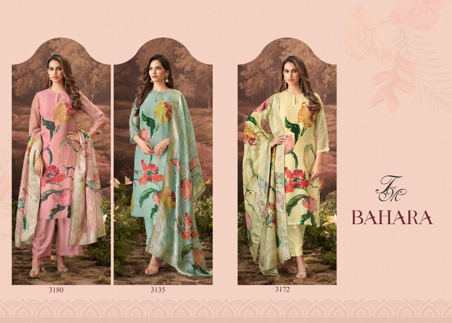 Bahara Tm Organza Pant Style Suits Wholesale Price