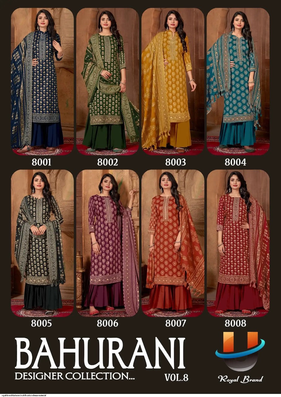 Bahurani Vol 8 Royal Brand Cotton Karachi Salwar Suits Wholesale Rate